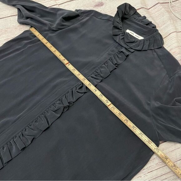 Samsøe Samsøe Jade Shirt Dress Color: Sky Captain 100% Silk Ruffle Midi Size S - Picture 4 of 10